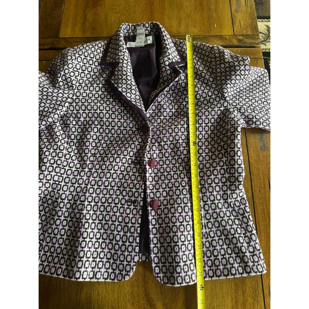 Vintage Sag Harbor Size 10 Purple Geometric Wool Blend Mod Blazer Jacket - Picture 8 of 9